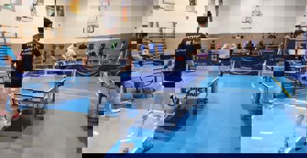 סטודנטים משחקים פינג פונג