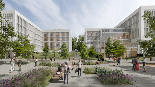 A view of the campus square – Moshe Dayan. Photo: Tsionov Vitkon Architects